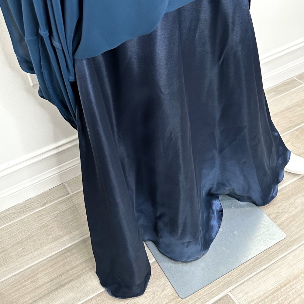 Abby Paris by Lucci Lu Blouson Chiffon Maxi Gown Bridesmaid Dress 93062 in Navy - Picture 11 of 17